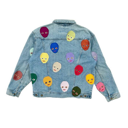 Plastered Faces Jean Jacket Blue 1/1- Size M (Boxy)