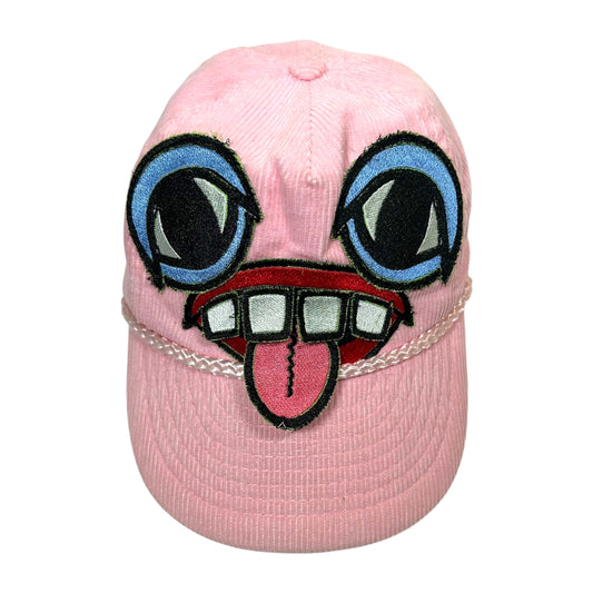 Pink Corduroy Monster Face Trucker Hat 1/1