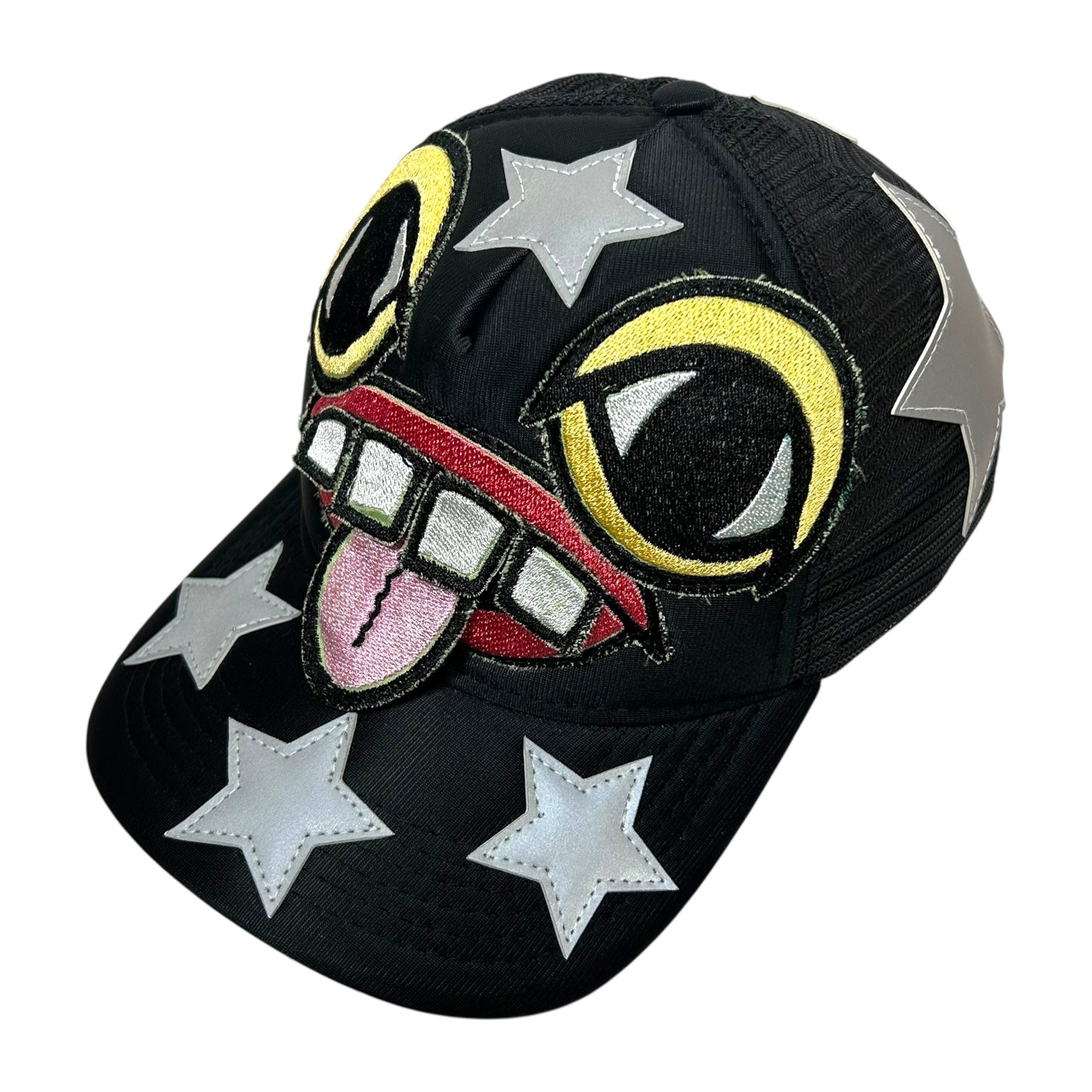 Monster Face Rockstar Trucker Hat Black