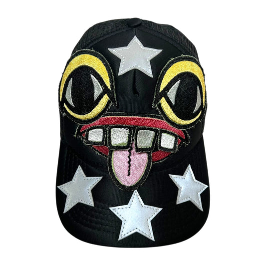 Monster Face Rockstar Trucker Hat Black