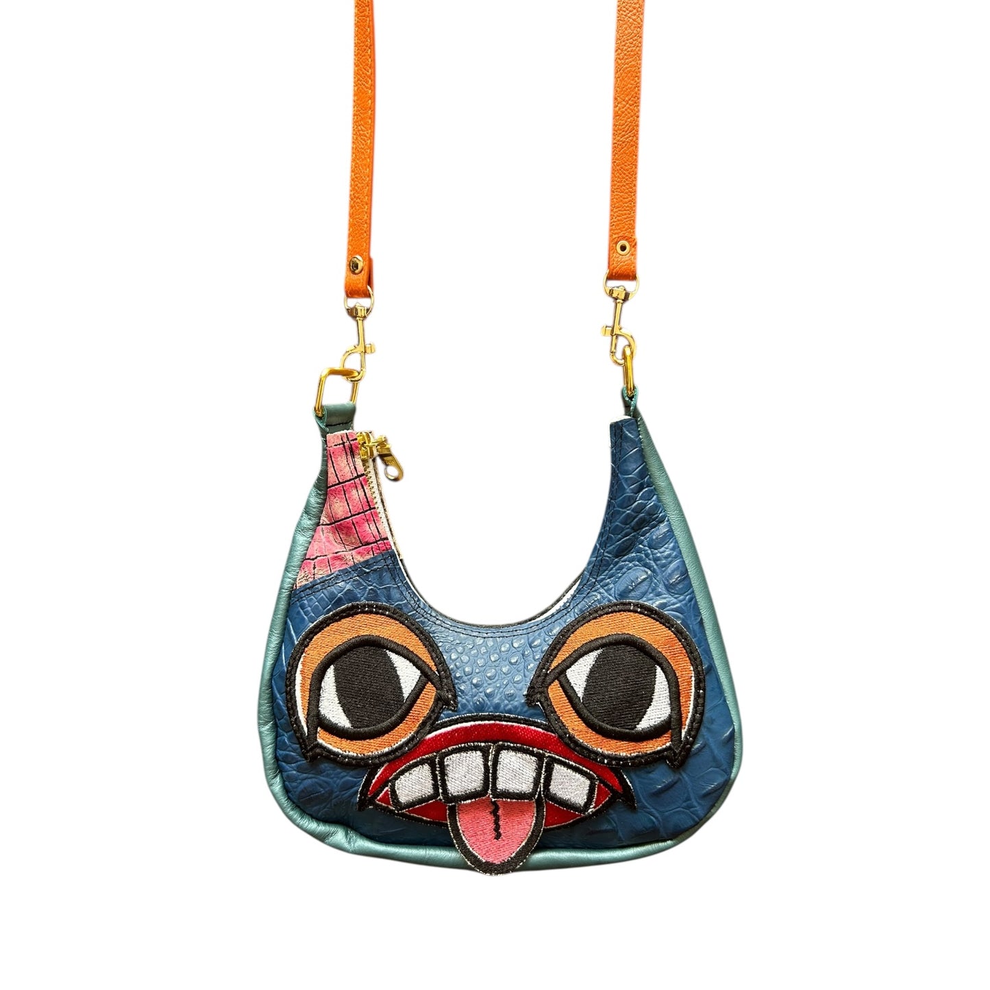 Blue Mixed Crocodile Crossbody Monster Purse 1/1