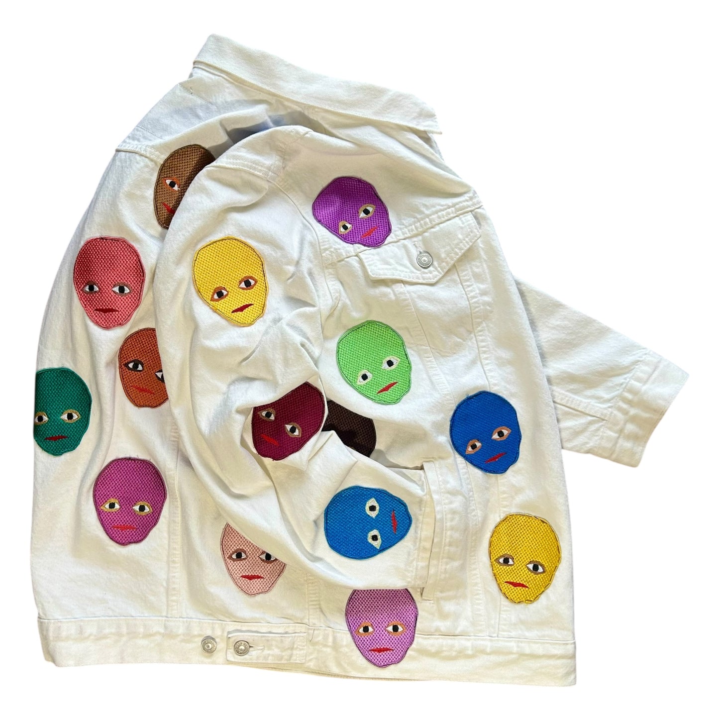Plastered Faces White Denim Jacket 1/1 - Size XXL