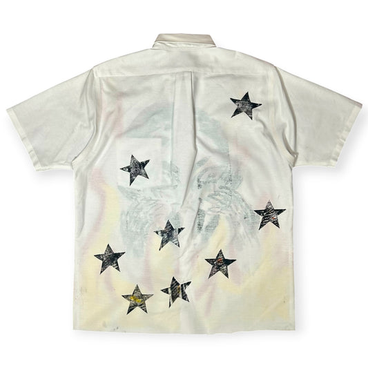 Skin Shedder 1/1 Button Down White Flames (Size M)