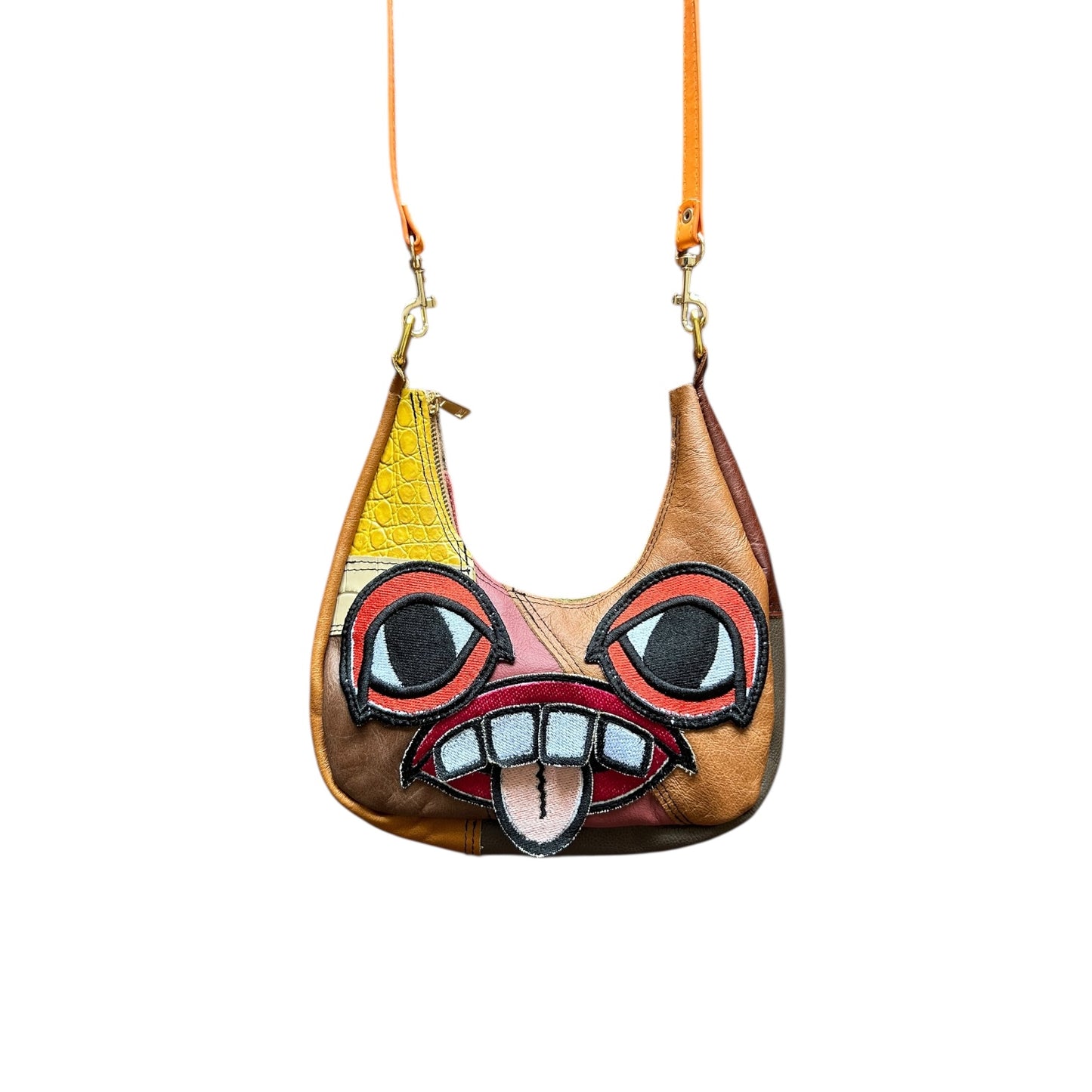 Brown Paneled Crossbody Monster Purse 1/1