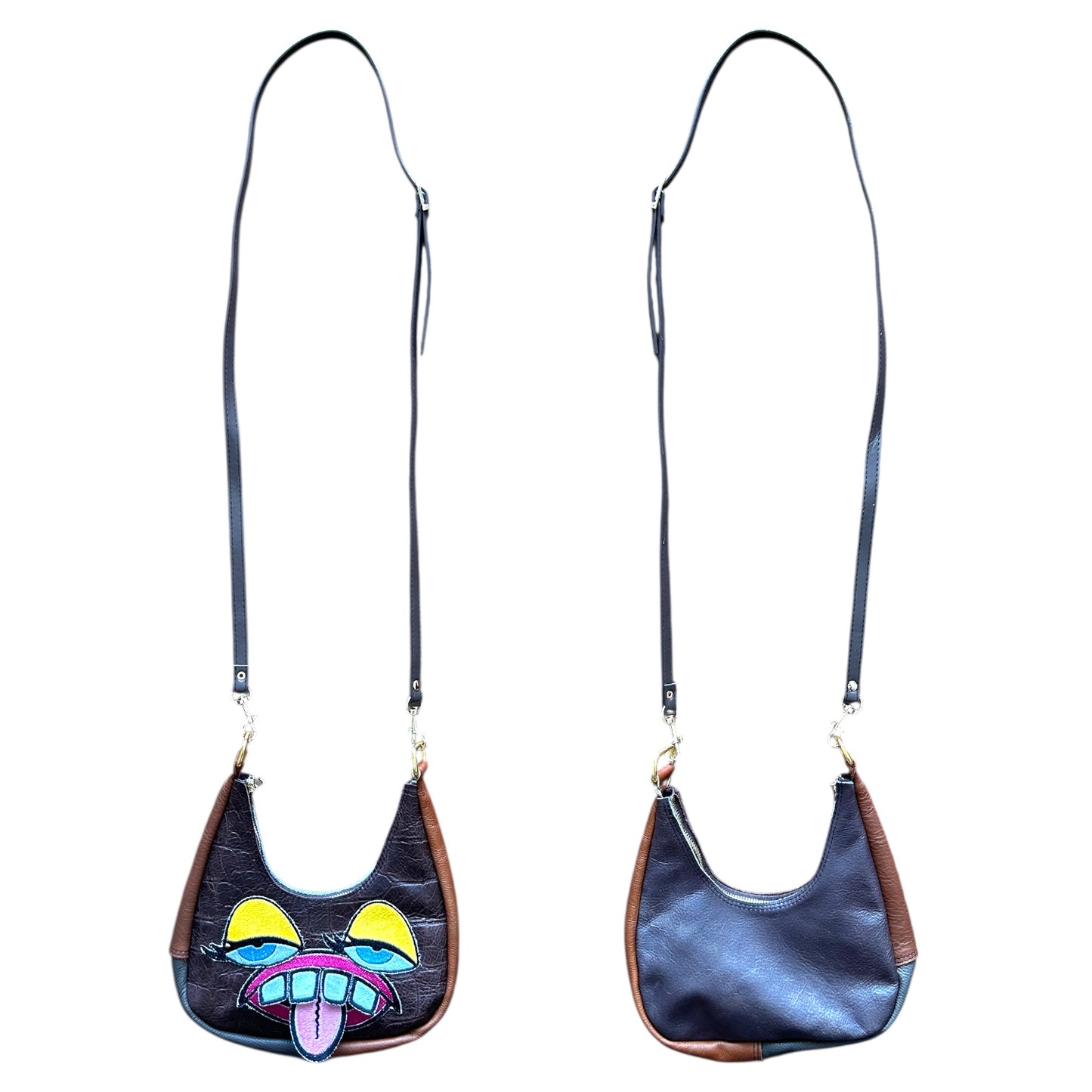 Dark Brown Paneled Crossbody Monster Purse 1/1