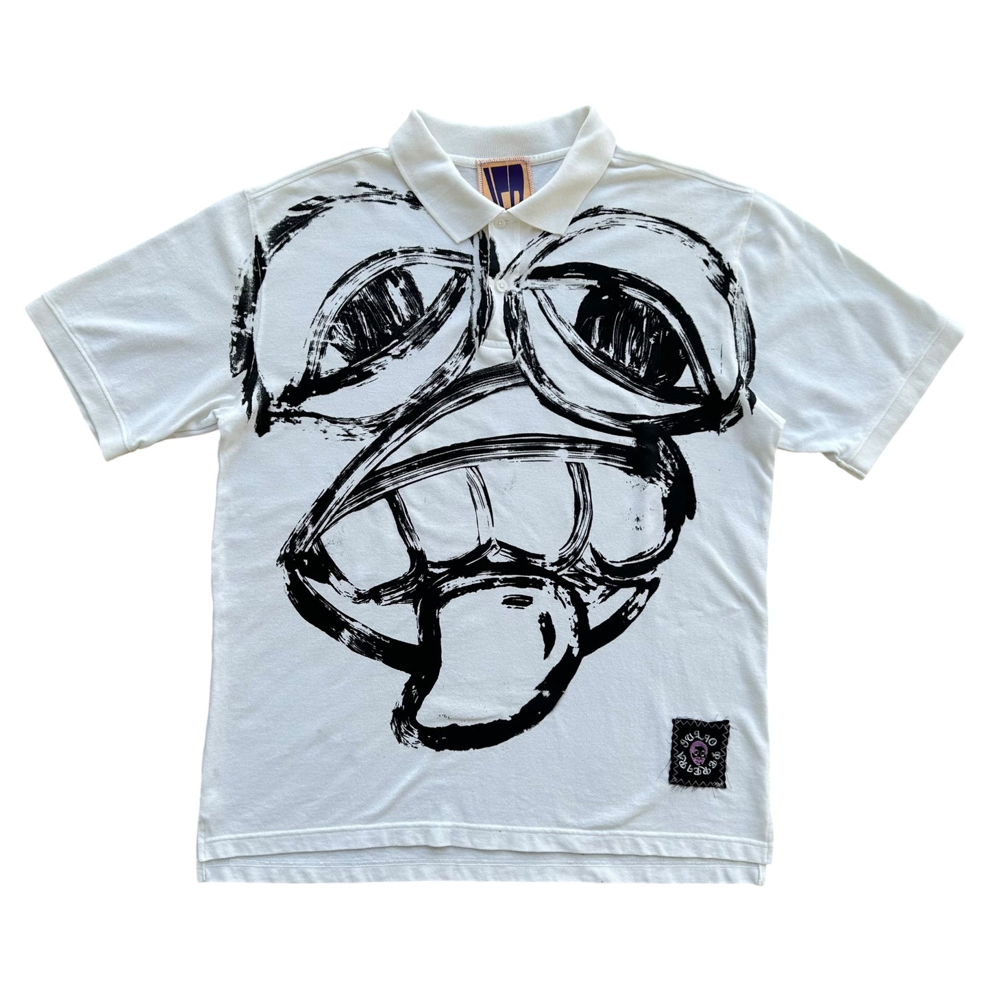 Monster Face 1/1 White Polo (Size L)