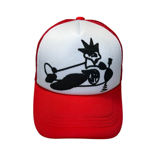 1/1 Cartoon Plane Puffer Red Trucker Hat