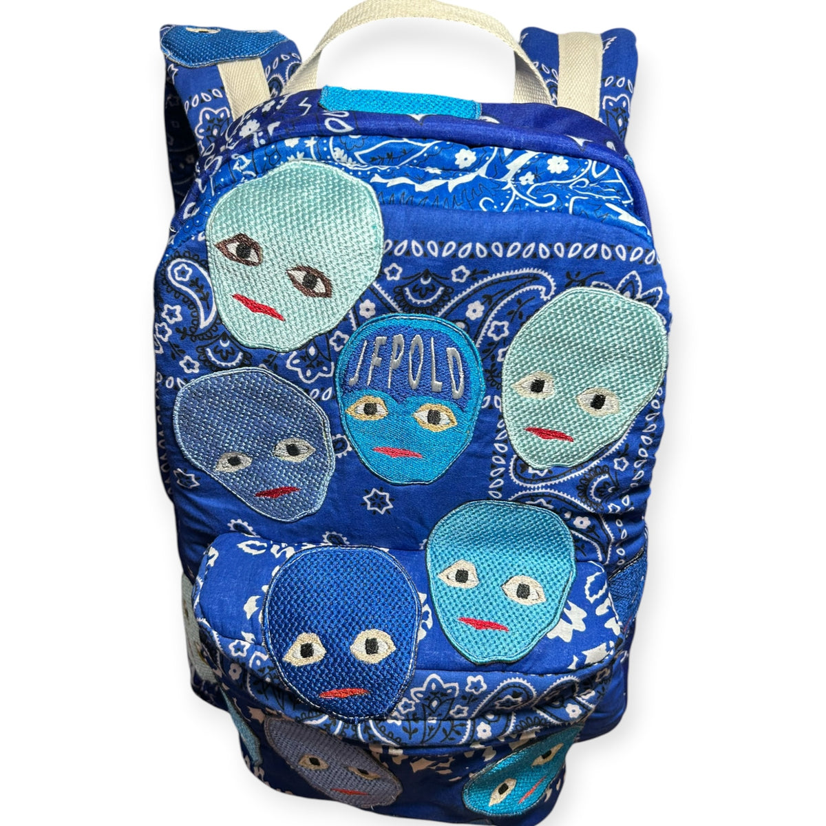 Plastered Faces Backpack Blue Paisley 1/1