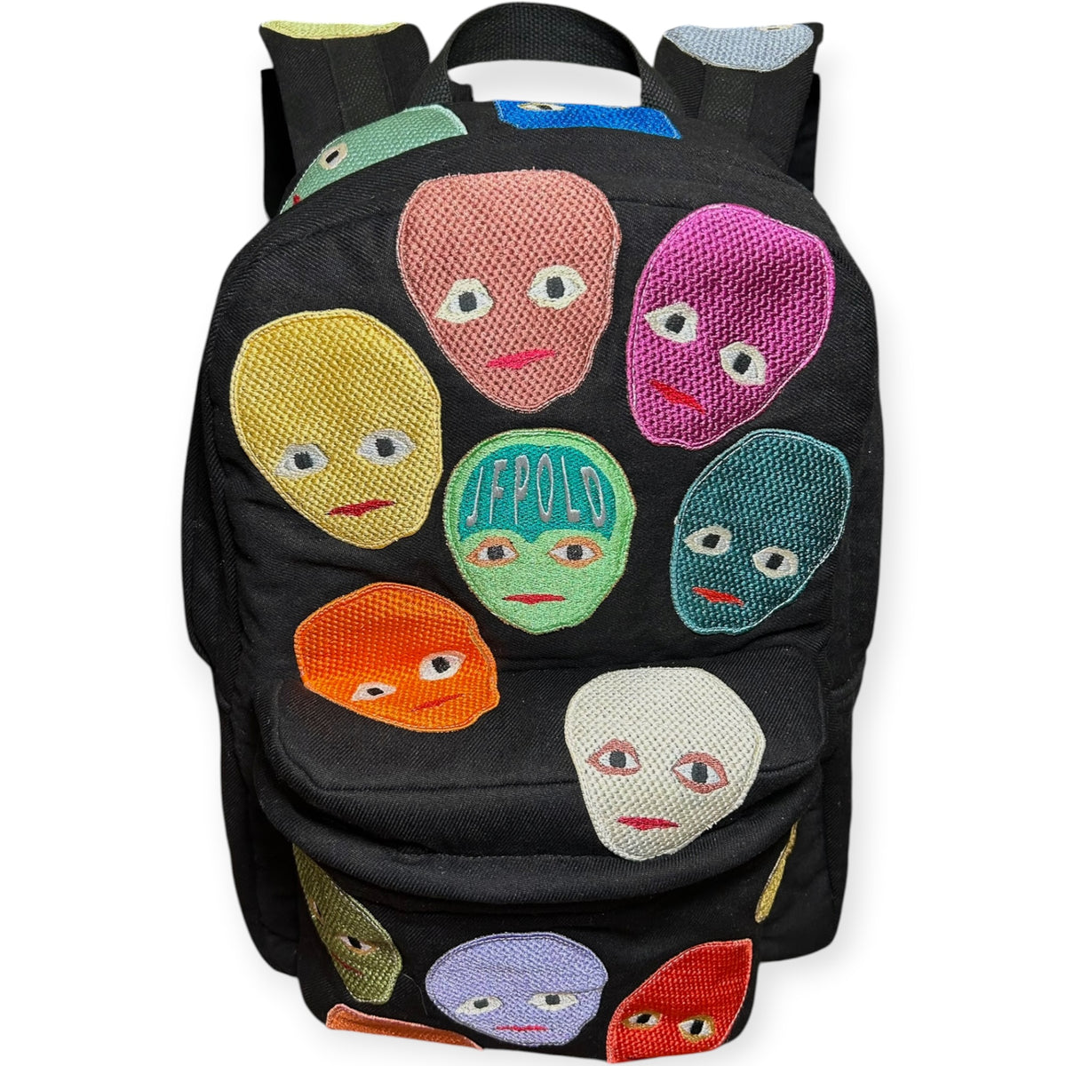 Plastered Faces Backpack Black Denim 1/1