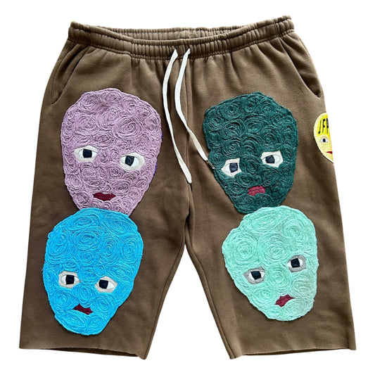 Plastered Faces Shorts Brown 1/1- Size XL