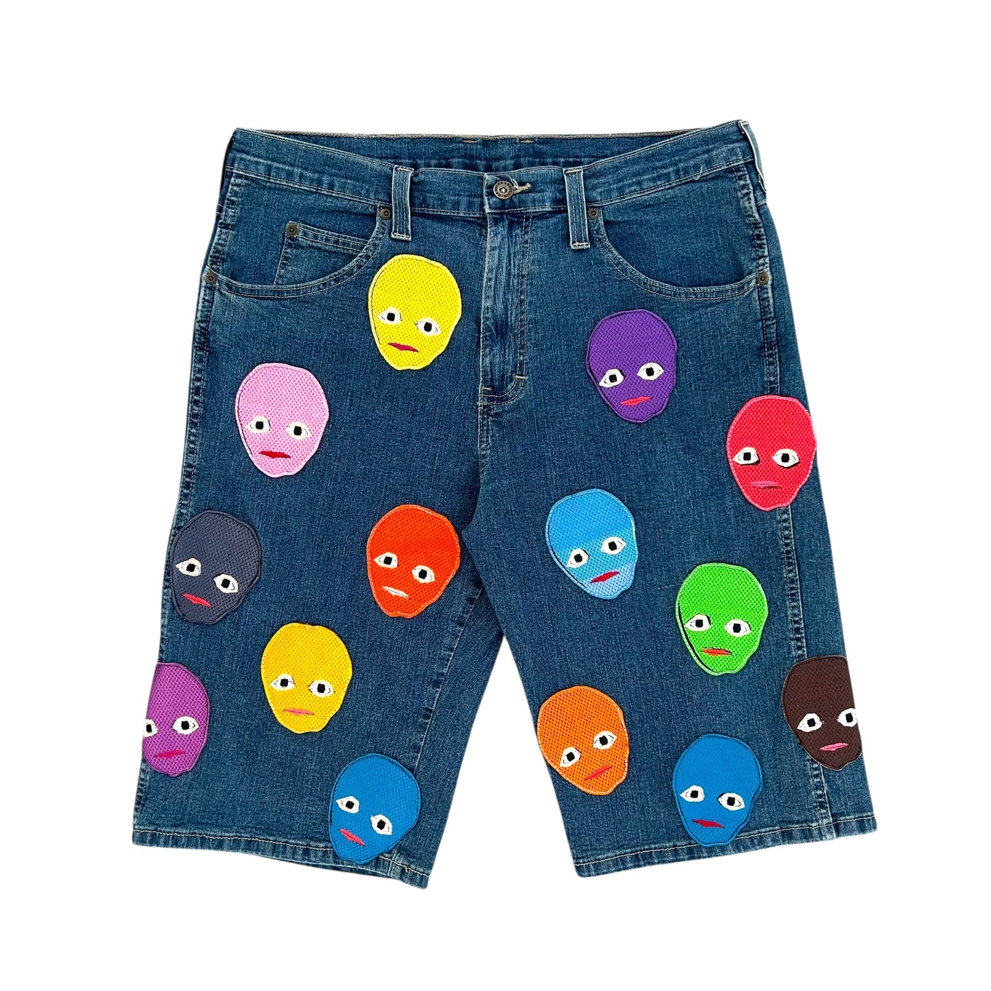 Plastered Faces Jean Shorts Blue 1/1- Size 34