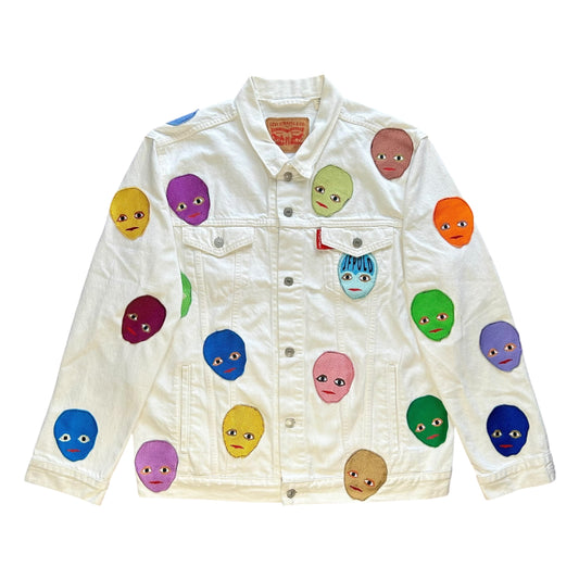 Plastered Faces White Denim Jacket 1/1 - Size XXL