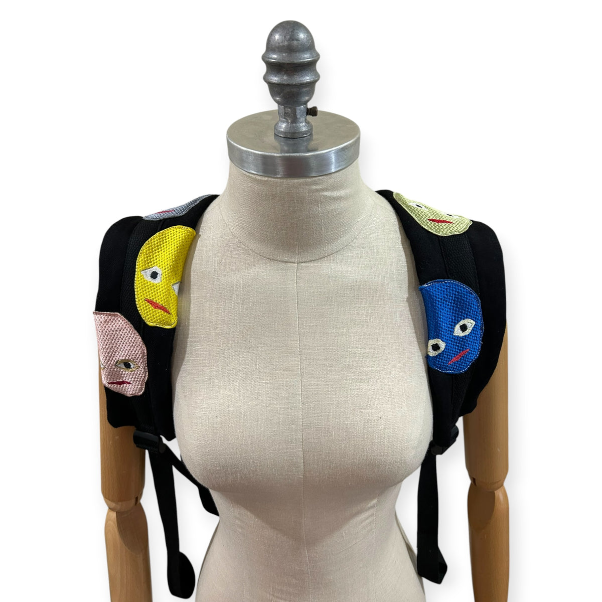Plastered Faces Backpack Black Denim 1/1