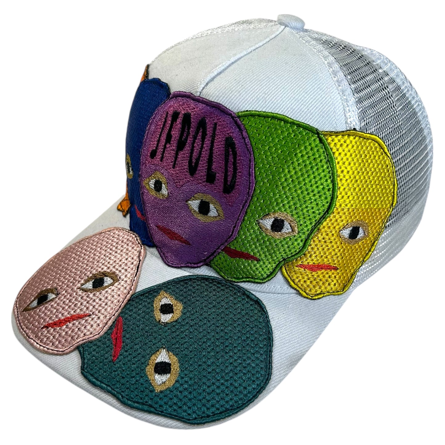 Plastered Faces White Trucker Hat 1/1