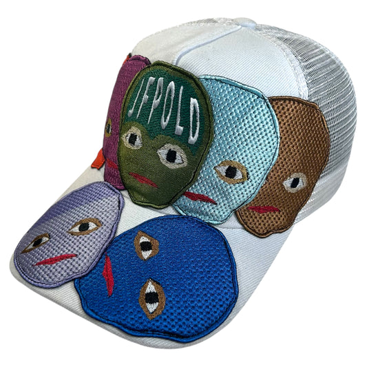 Plastered Faces White Trucker Hat 1/1