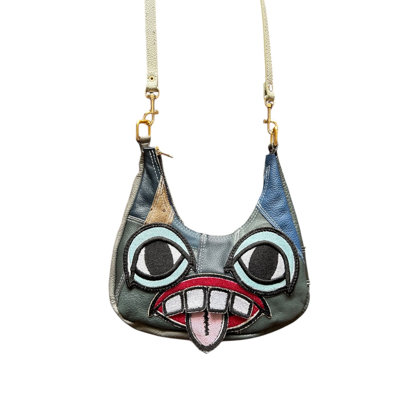 Navy Ostrich Crossbody Monster Purse 1/1