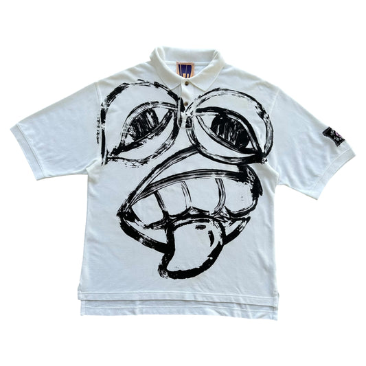 Monster Face 1/1 White Polo (Size L)
