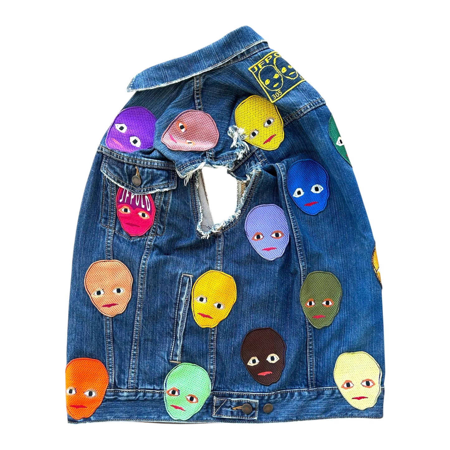 Plastered Faces Jean Vest Blue 1/1- Size XL