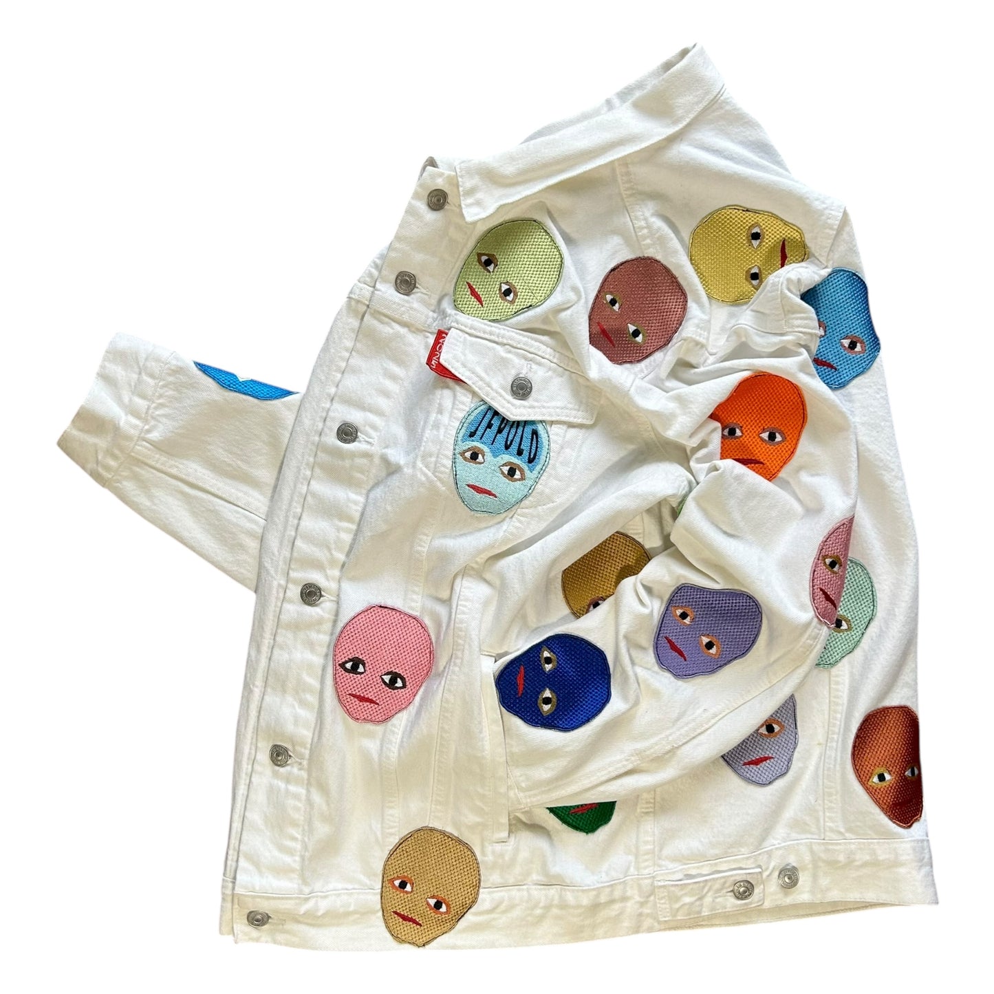 Plastered Faces White Denim Jacket 1/1 - Size XXL