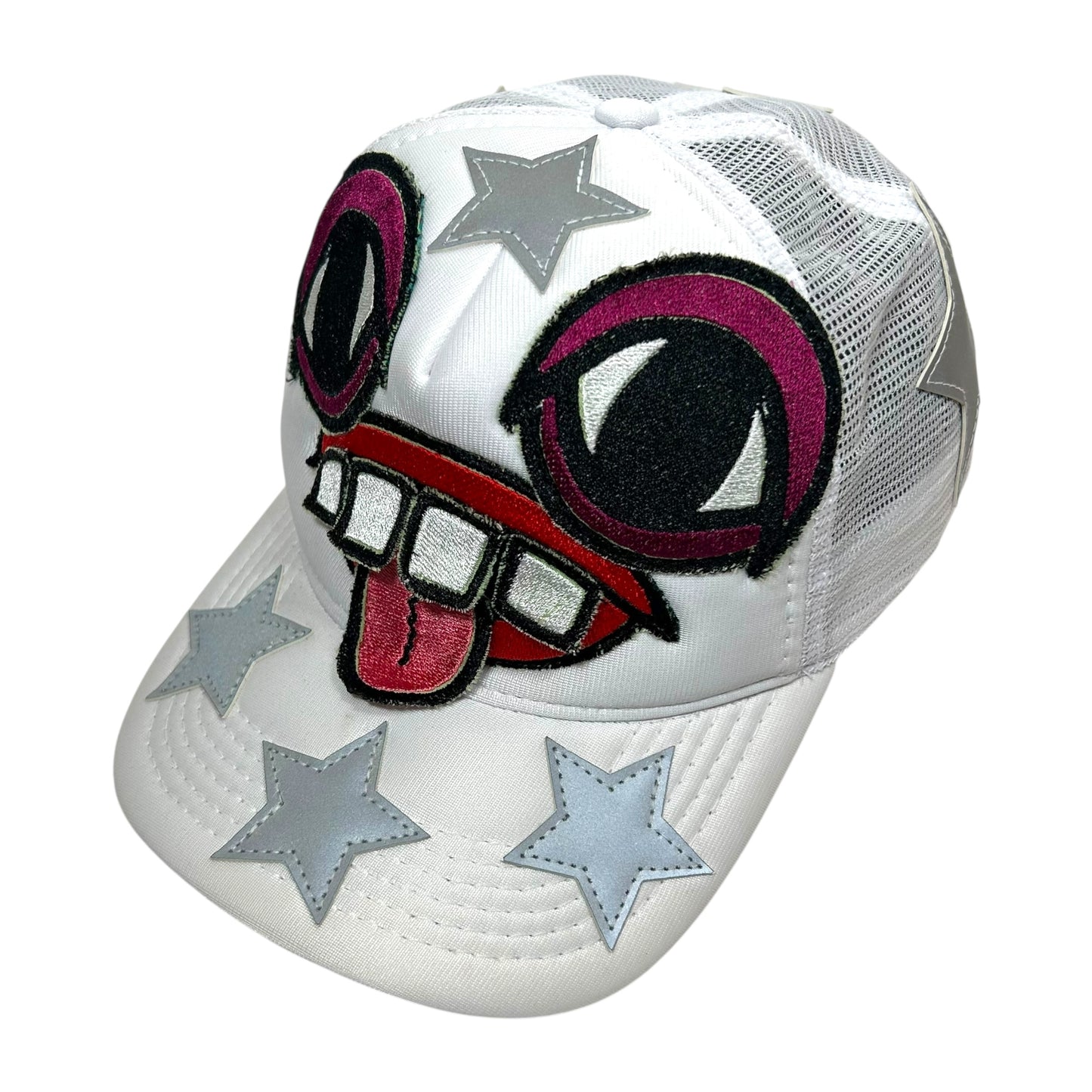 Monster Face Rockstar Trucker Hat White