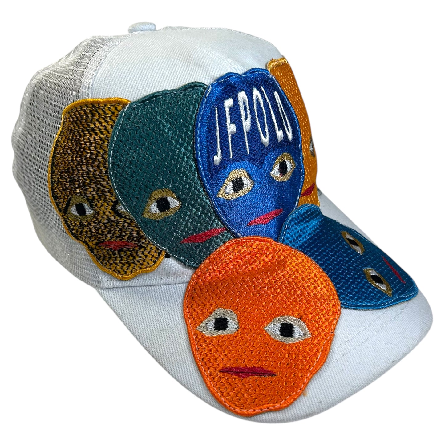 Plastered Faces White Trucker Hat 1/1