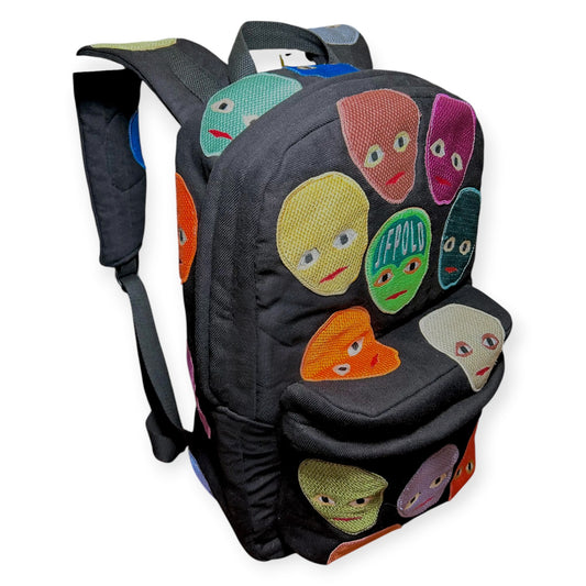Plastered Faces Backpack Black Denim 1/1
