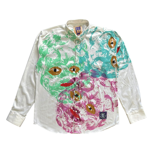 Plastered Faces White Button Up 1/1 - Size L