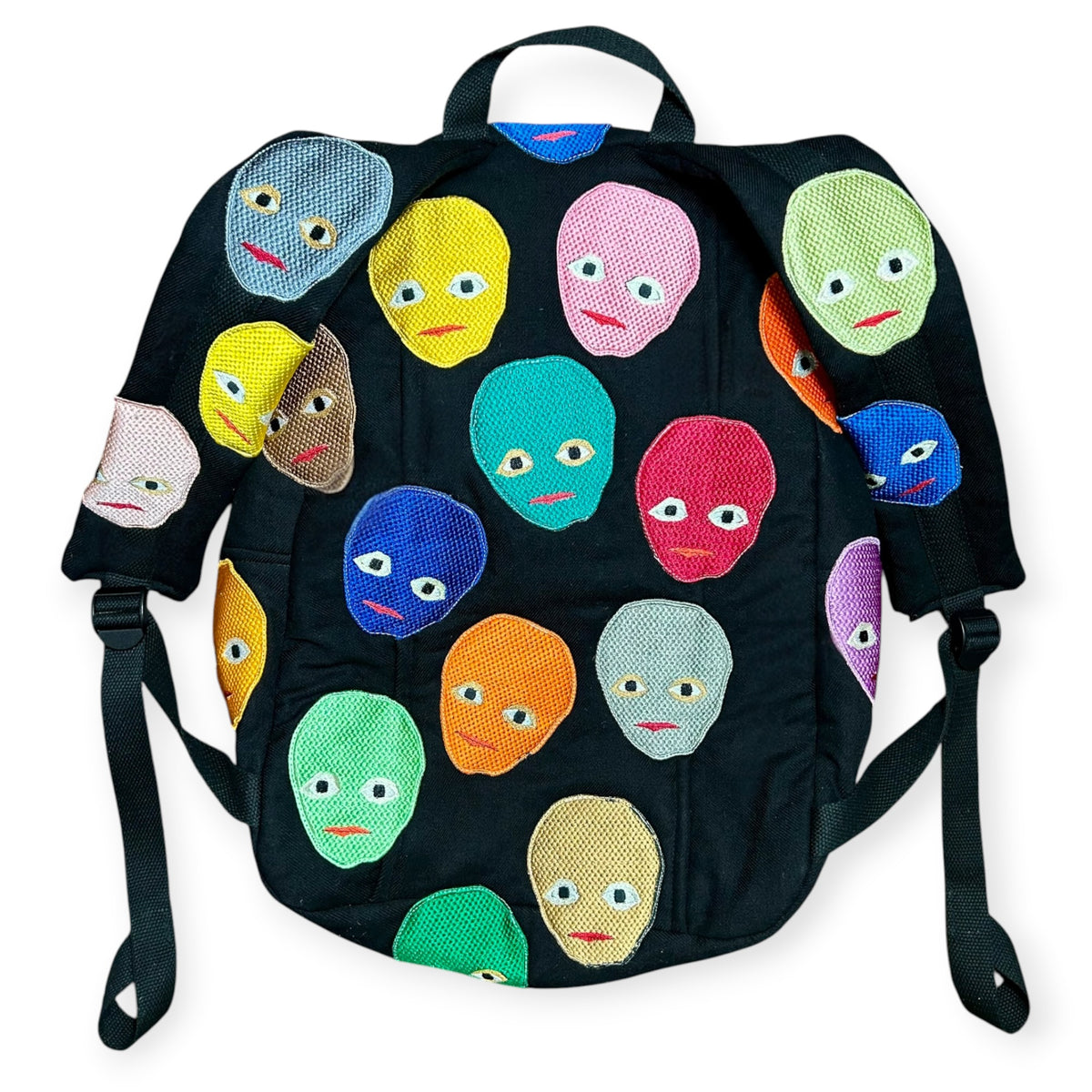 Plastered Faces Backpack Black Denim 1/1