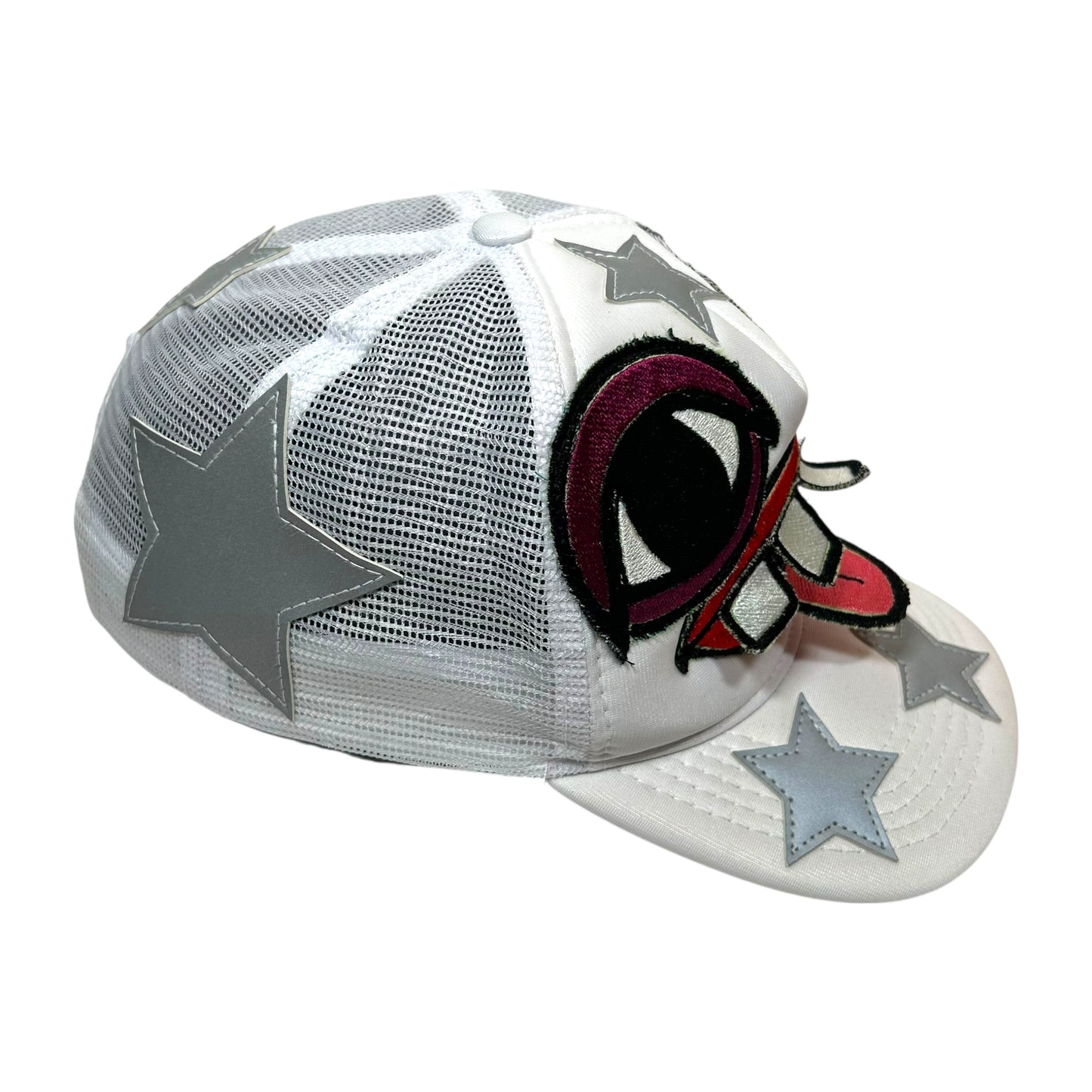 Monster Face Rockstar Trucker Hat White