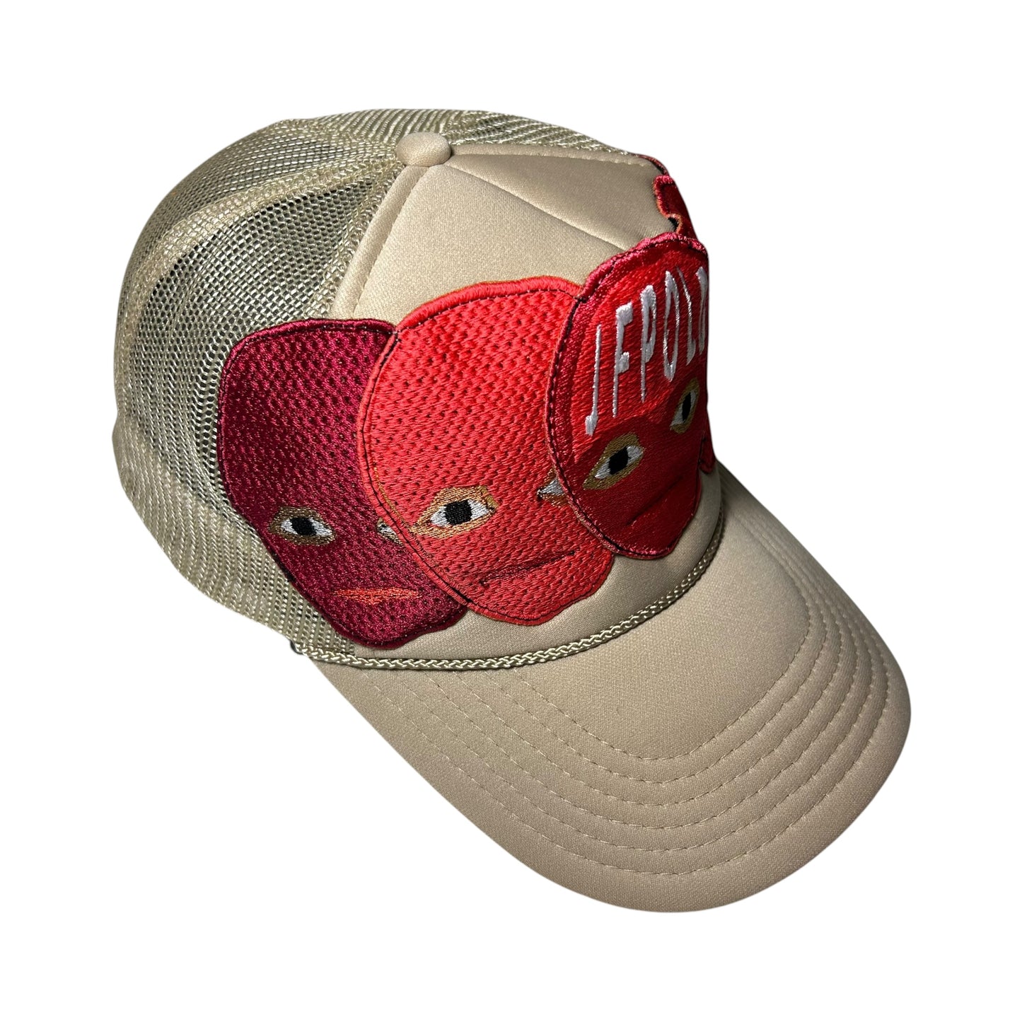 Plastered Faces Beige/ Red Trucker Hat 1/1