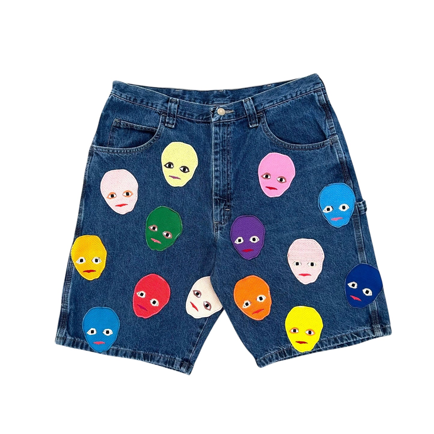 Plastered Faces Jean Shorts Blue 1/1- Size 36