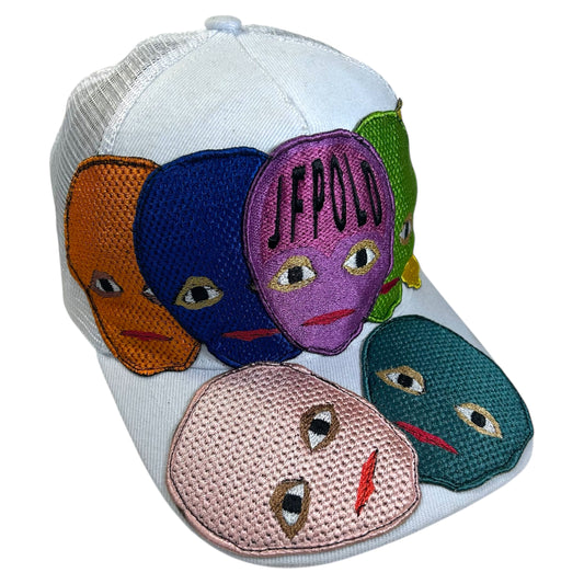 Plastered Faces White Trucker Hat 1/1