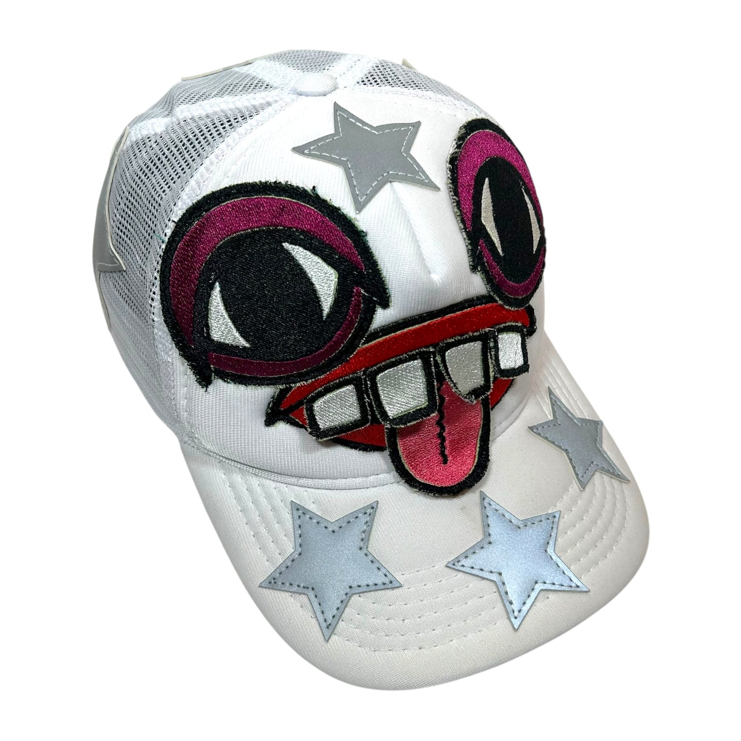 Monster Face Rockstar Trucker Hat White