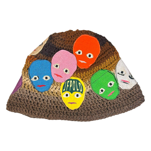 Plastered Faces Handmade Large Knitted Beanie (Earth Tone) 1/1
