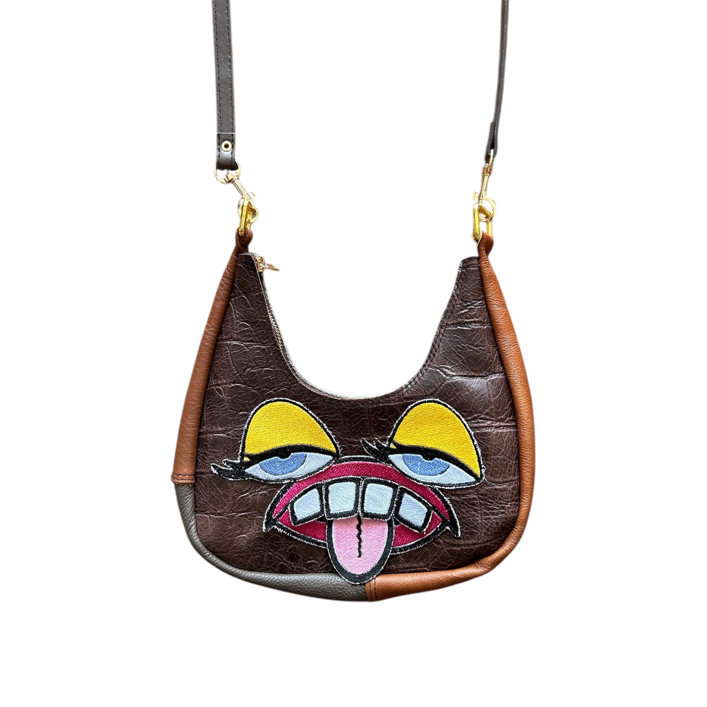 Dark Brown Paneled Crossbody Monster Purse 1/1
