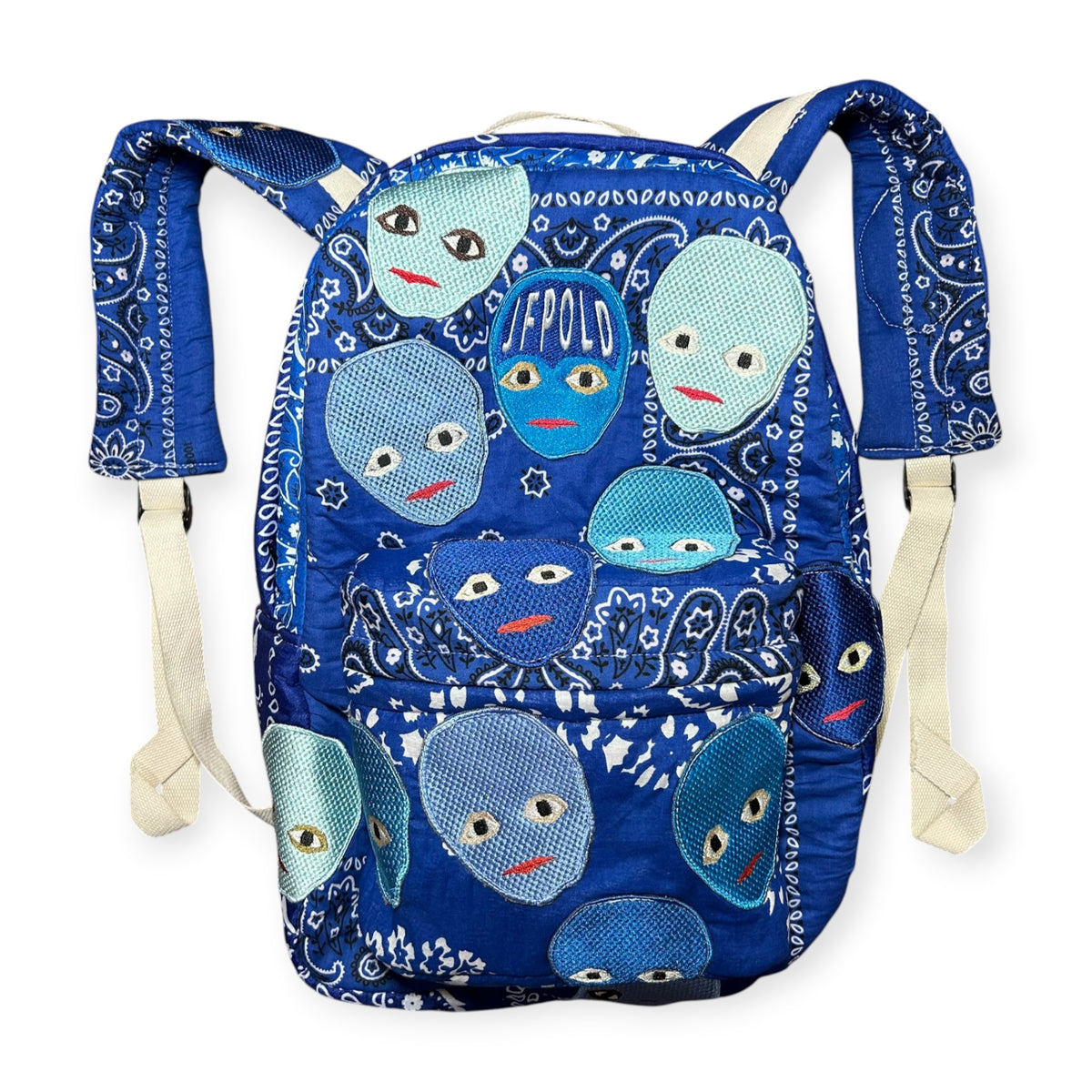 Plastered Faces Backpack Blue Paisley 1/1