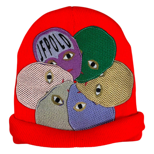 Plastered Faces Orange Beanie 1/1