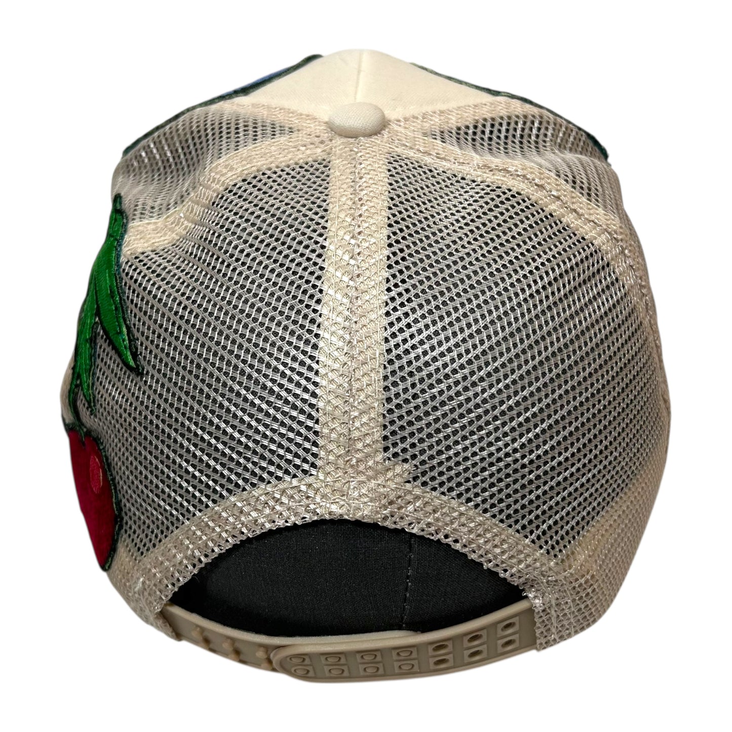 Beige Fruit Monster Face Trucker Hat