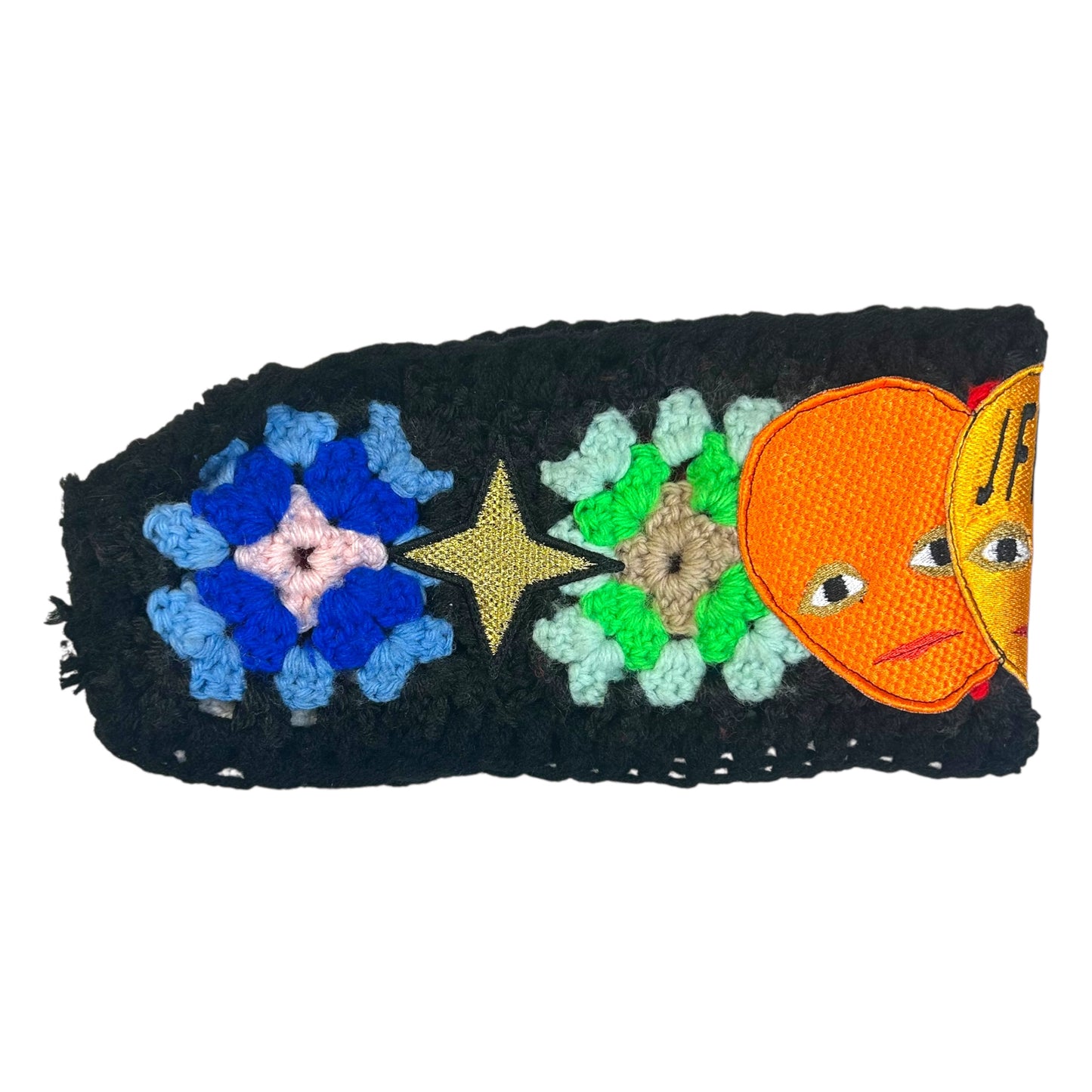 Plastered Faces Handmade Knitted Headband (Orange Faces) 1/1