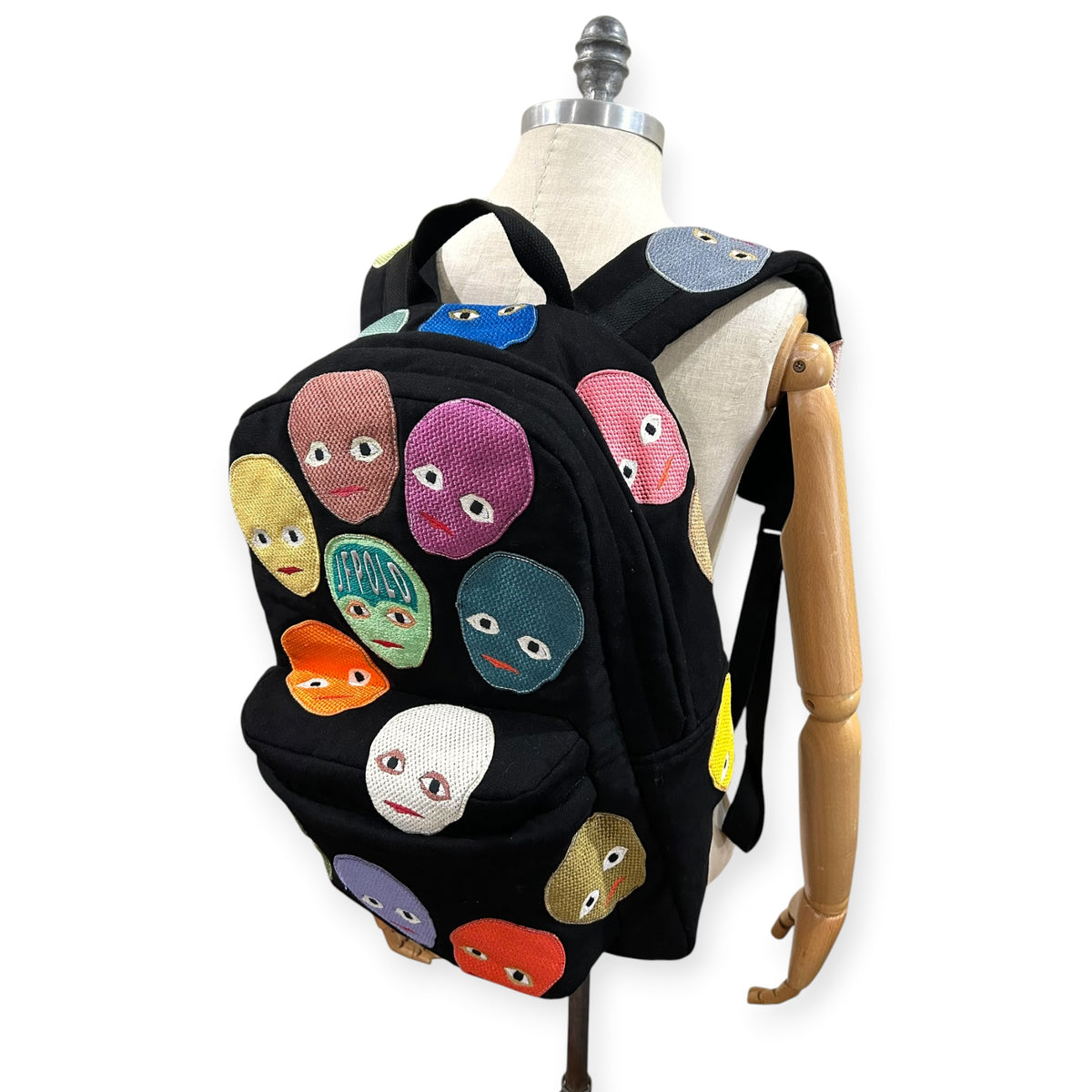 Plastered Faces Backpack Black Denim 1/1