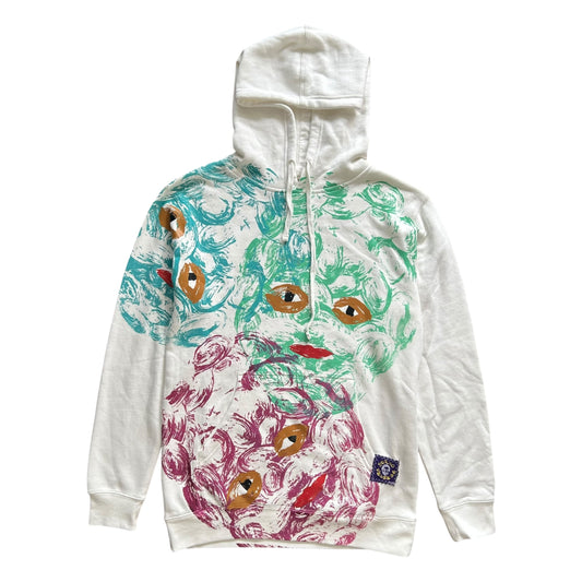 Plastered Faces White Hoodie 1/1 - Size M