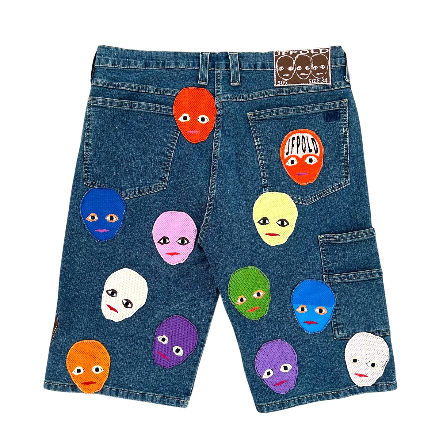 Plastered Faces Jean Shorts Blue 1/1- Size 34