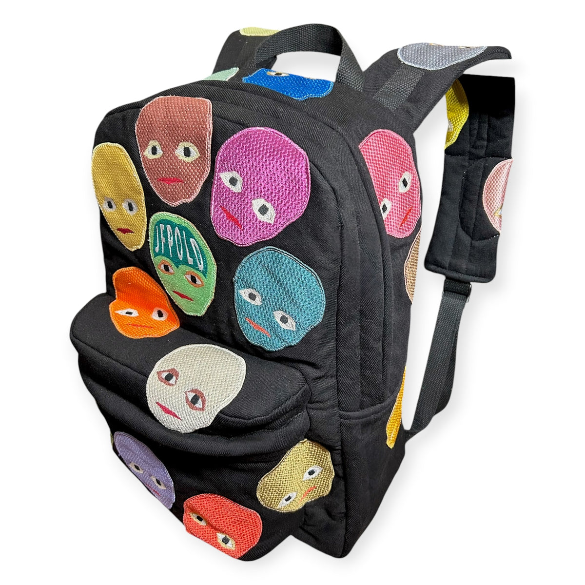 Plastered Faces Backpack Black Denim 1/1