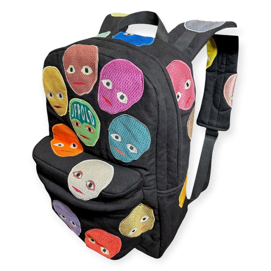 Plastered Faces Backpack Black Denim 1/1