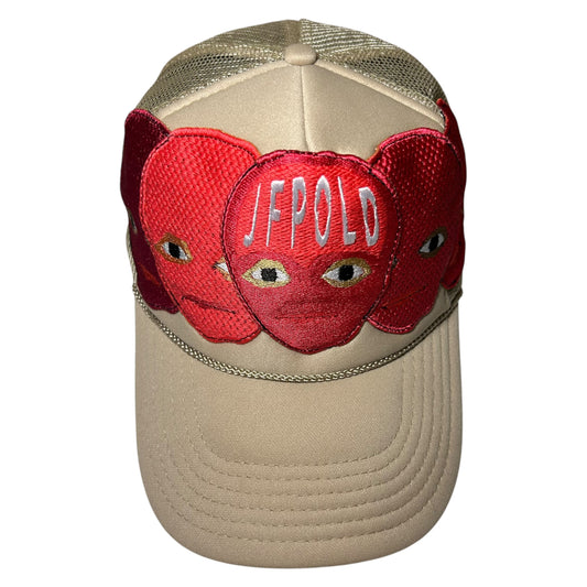 Plastered Faces Beige/ Red Trucker Hat 1/1