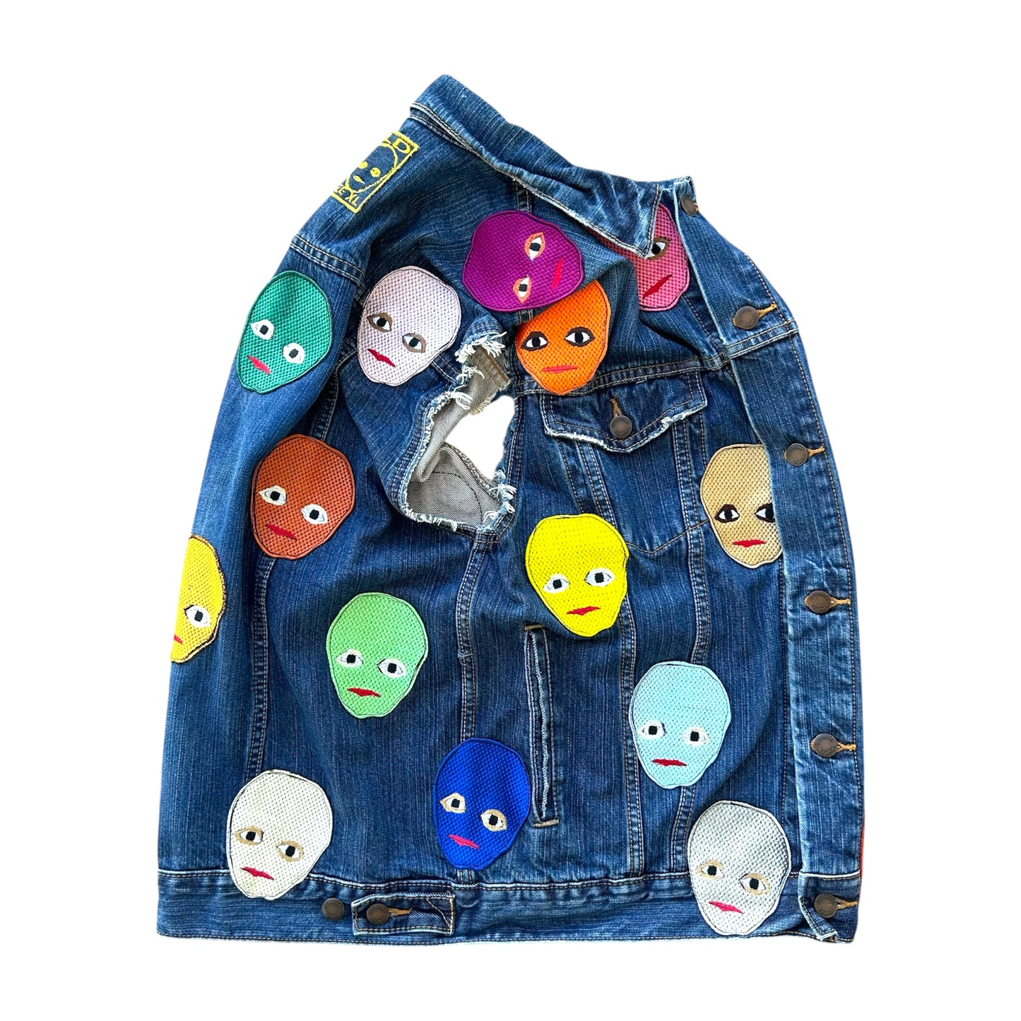 Plastered Faces Jean Vest Blue 1/1- Size XL