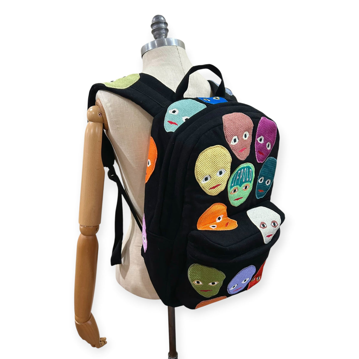 Plastered Faces Backpack Black Denim 1/1