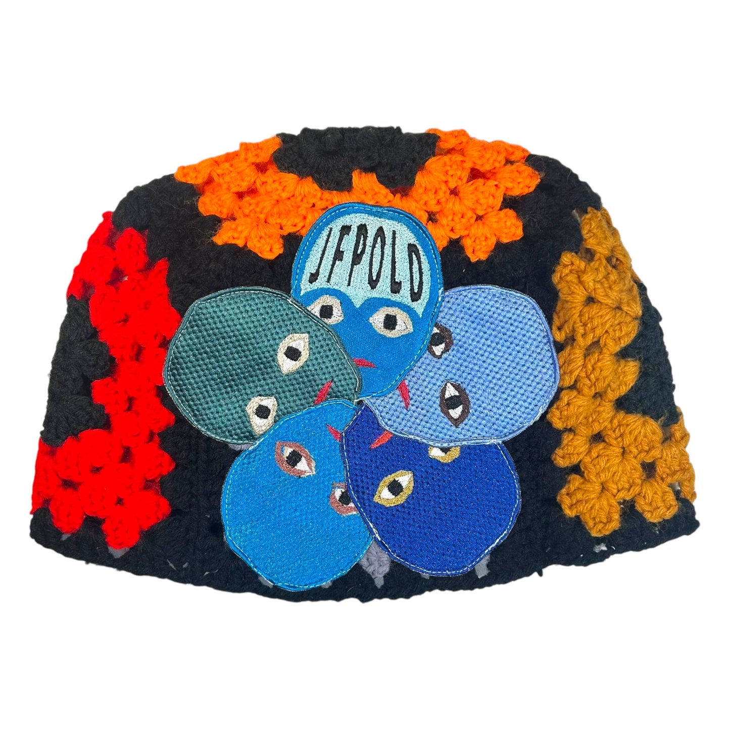 Plastered Faces Handmade Knitted Beanie (Blue Faces) 1/1