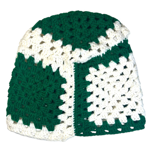 Plastered Faces Handmade Knitted Beanie (Green Faces) 1/1