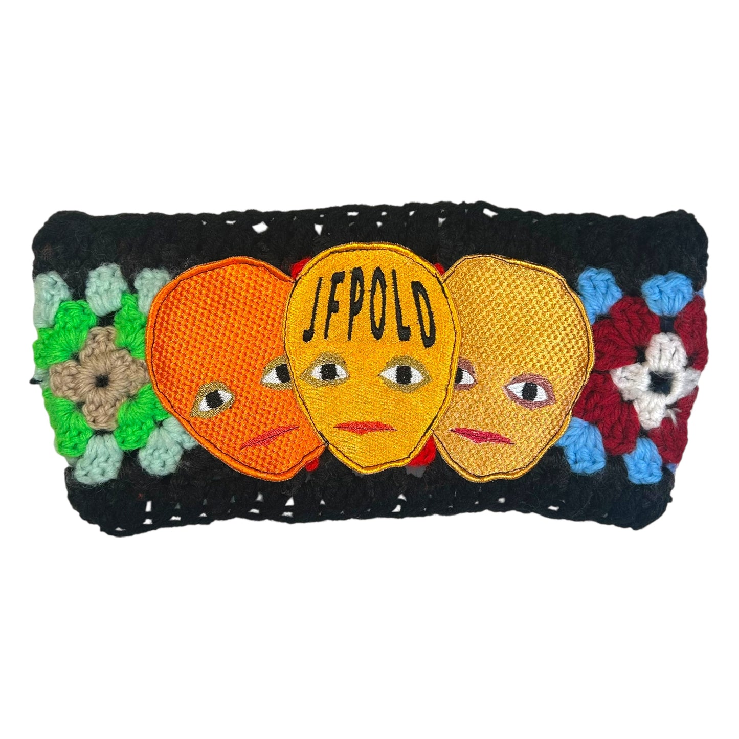 Plastered Faces Handmade Knitted Headband (Orange Faces) 1/1